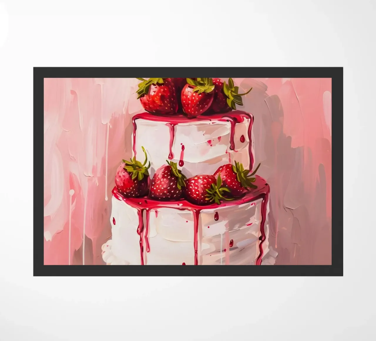 "Strawberry Drip Cake" Pop Art Print - Sweet & Lush doormat by ClubArt