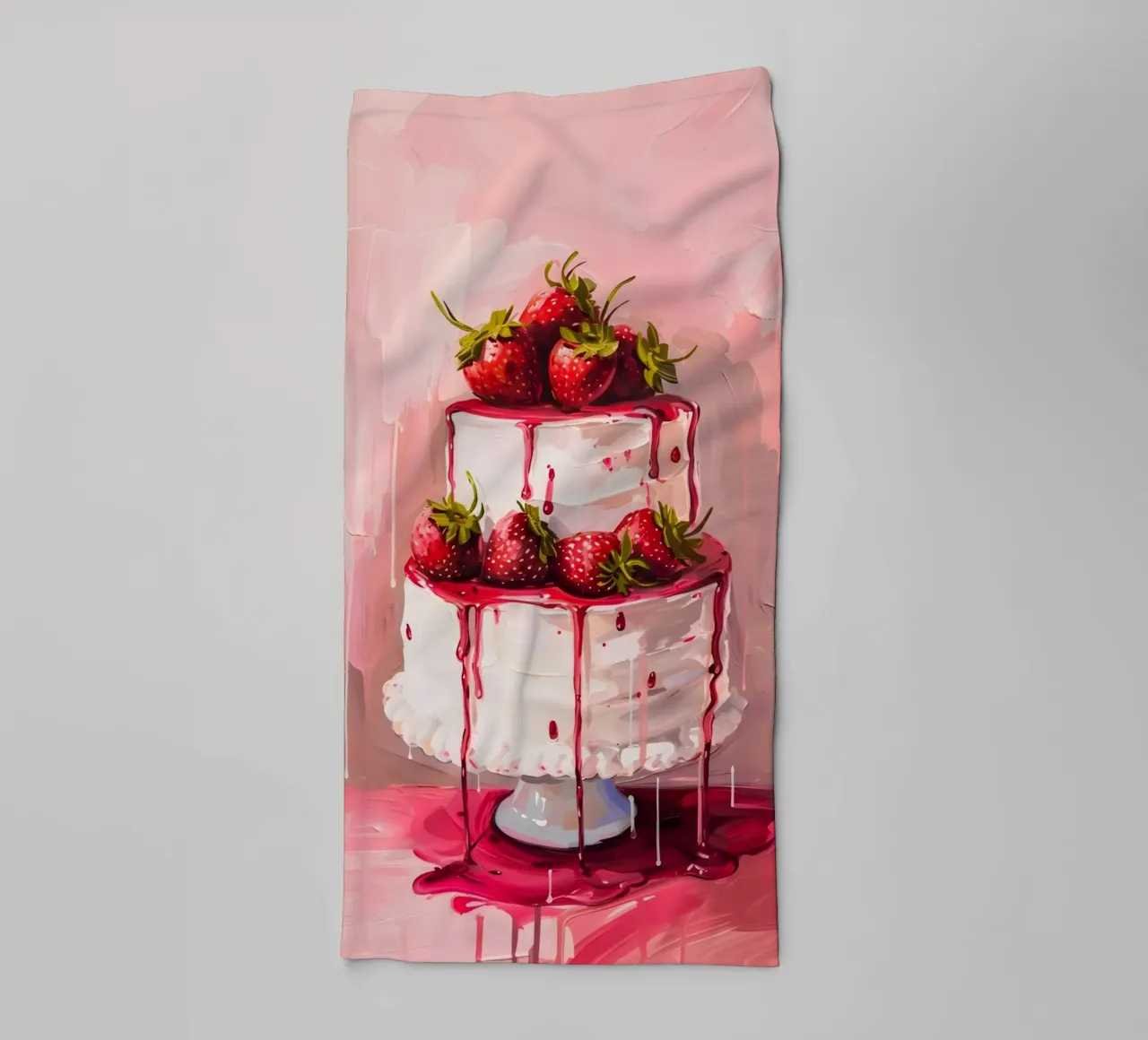 Pop-art print "Aardbeien druppeltaart" - Sweet & Lush badhanddoek van ClubArt