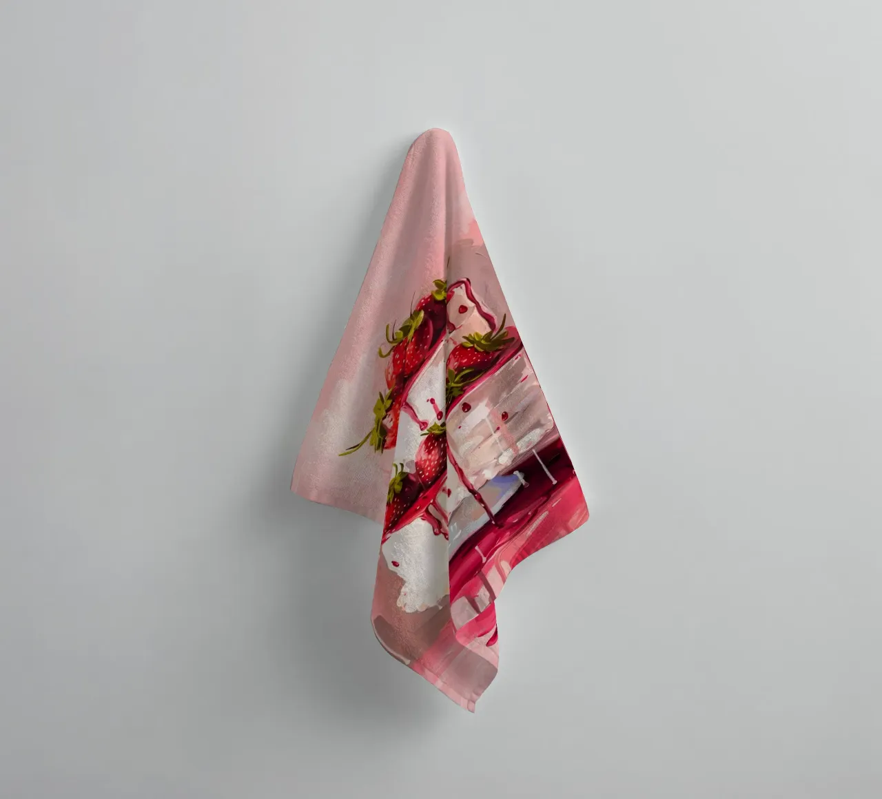Pop-art print "Aardbeien druppeltaart" - Sweet & Lush badhanddoek van ClubArt