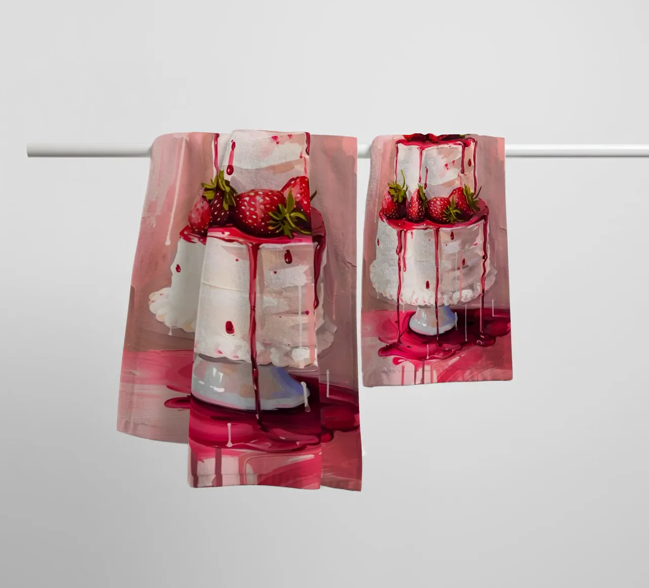 Pop-art print "Aardbeien druppeltaart" - Sweet & Lush badhanddoek van ClubArt