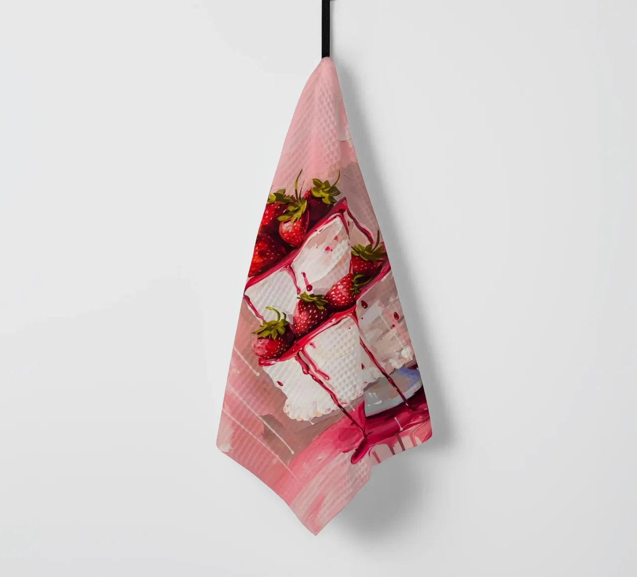 "Strawberry Drip Cake" Pop Art Print - Sweet & Lush tea towel by ClubArt