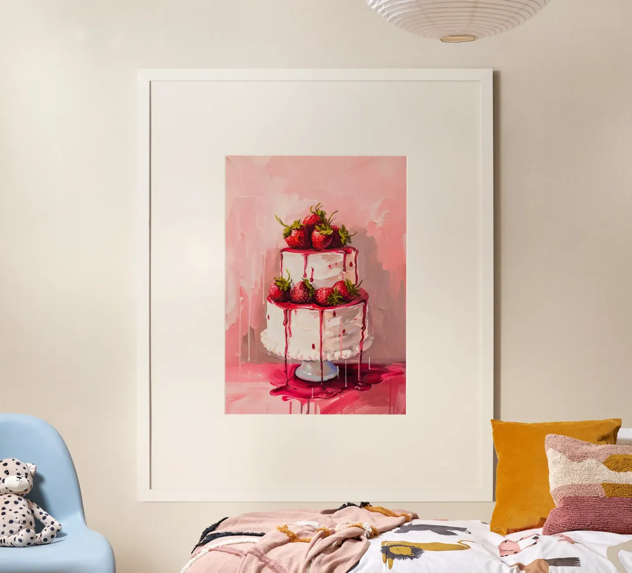 "Strawberry Drip Cake" Pop Art Print - Sweet & Lush poster by ClubArt
