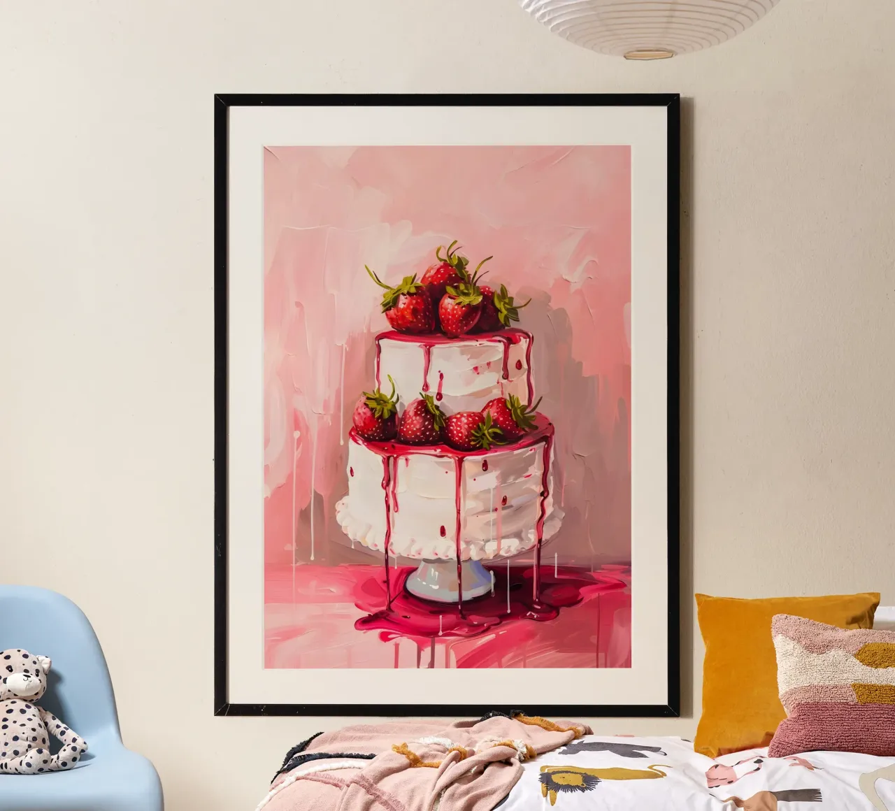 "Strawberry Drip Cake" Pop Art Print - Sweet & Lush poster by ClubArt