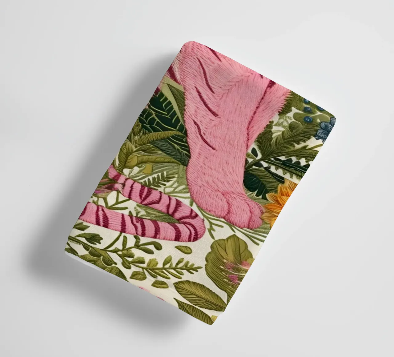 "Pink Tiger in Bloom" Botanical Art - Lush & Whimsical towel by ClubArt