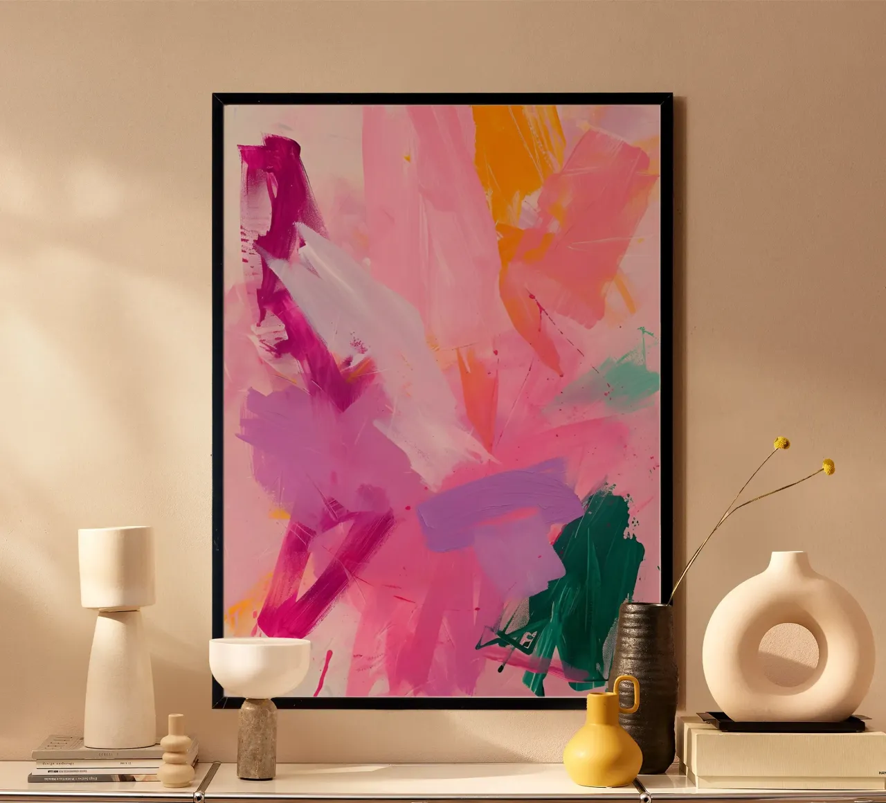 Art expressionniste abstrait "Color Splash" - Vibrant et audacieux poster avec cadre en aluminium de ClubArt
