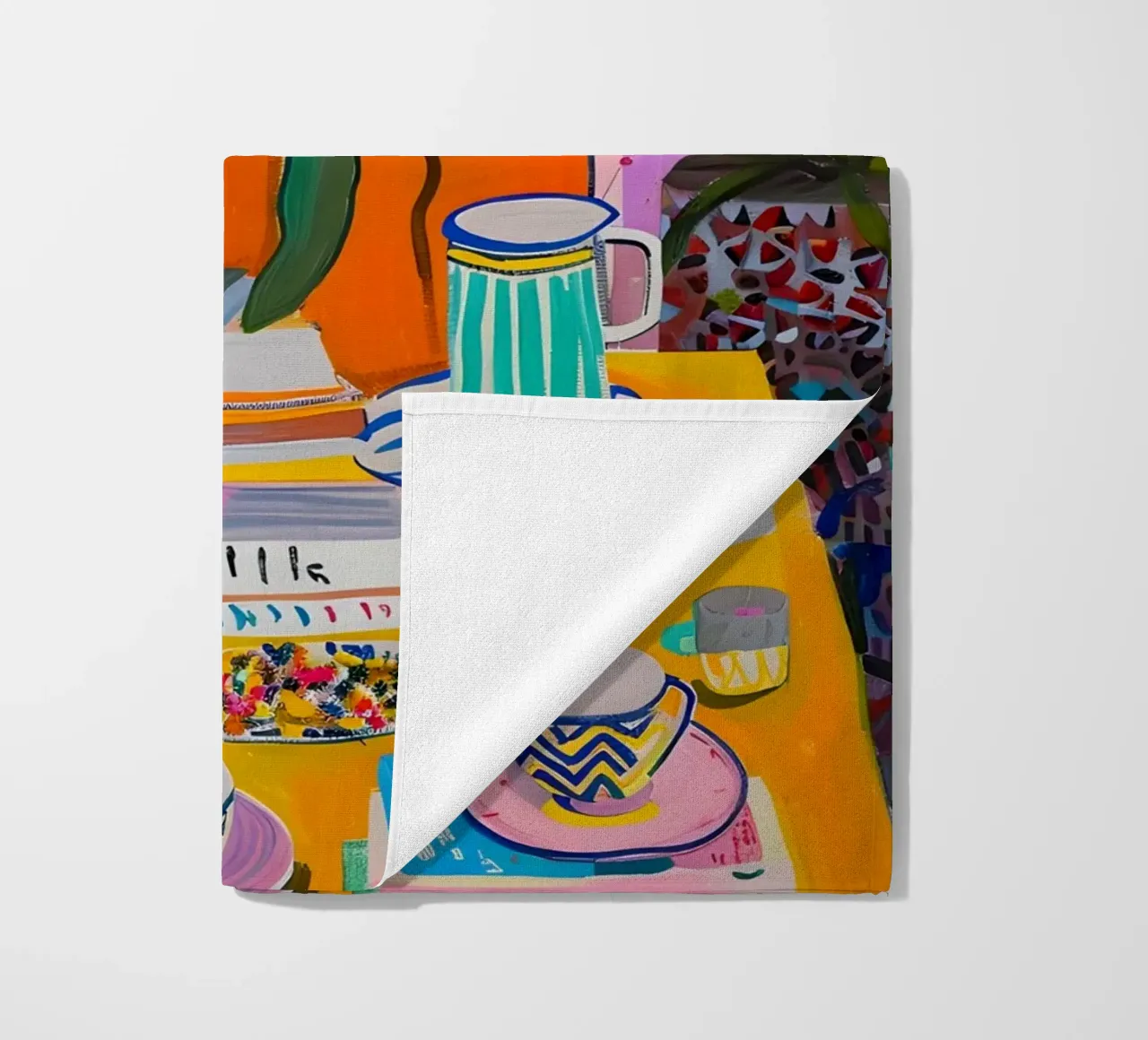 "Botanical Cafe" Vibrant Abstract Art - Lush & Eclectic beach towel by ClubArt