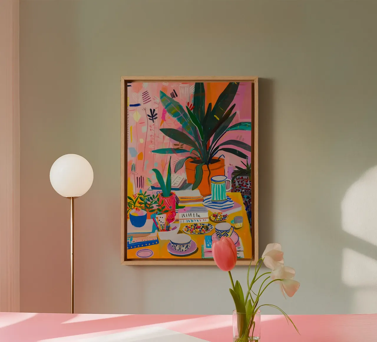"Botanical Cafe" Vibrant Abstract Art - Lush & Eclectic canvas by ClubArt