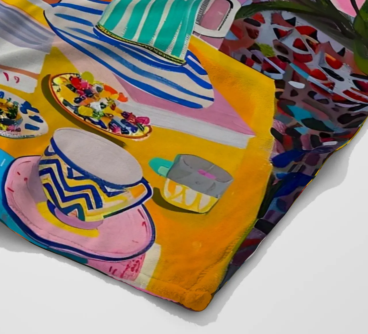 "Botanical Cafe" Vibrant Abstract Art - Lush & Eclectic fleece blanket by ClubArt