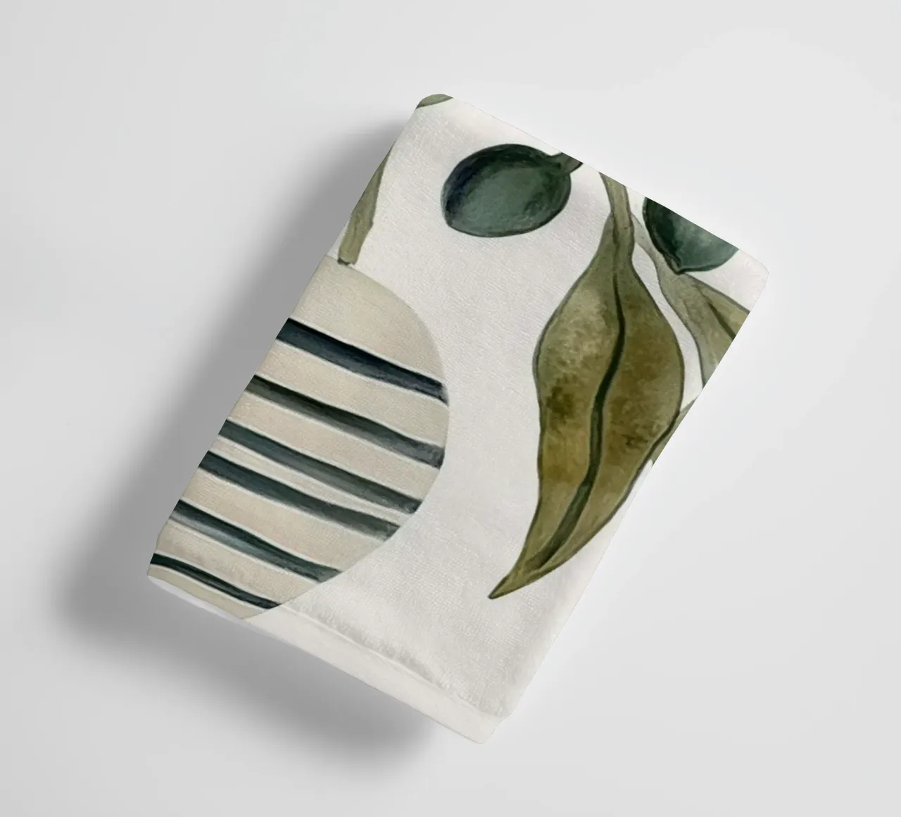 Boho Vintage Botanical Olive Branches in Mediterranean Vase towel by Gentle Echoes Art