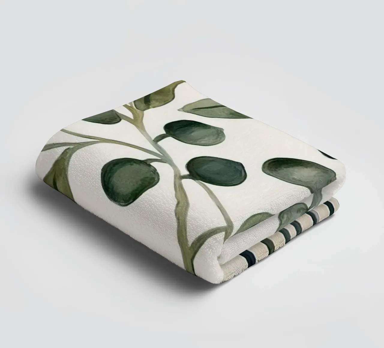 Boho Vintage Botanical Olive Branches in Mediterranean Vase towel by Gentle Echoes Art