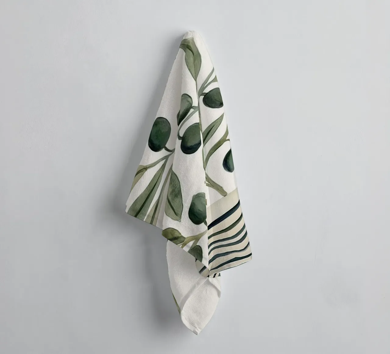 Boho Vintage Botanical Olive Branches in Mediterranean Vase towel by Gentle Echoes Art