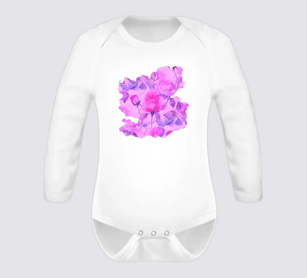 Zarte Rosen Rosa und Blau Langarm Babybody von SilverPegasus