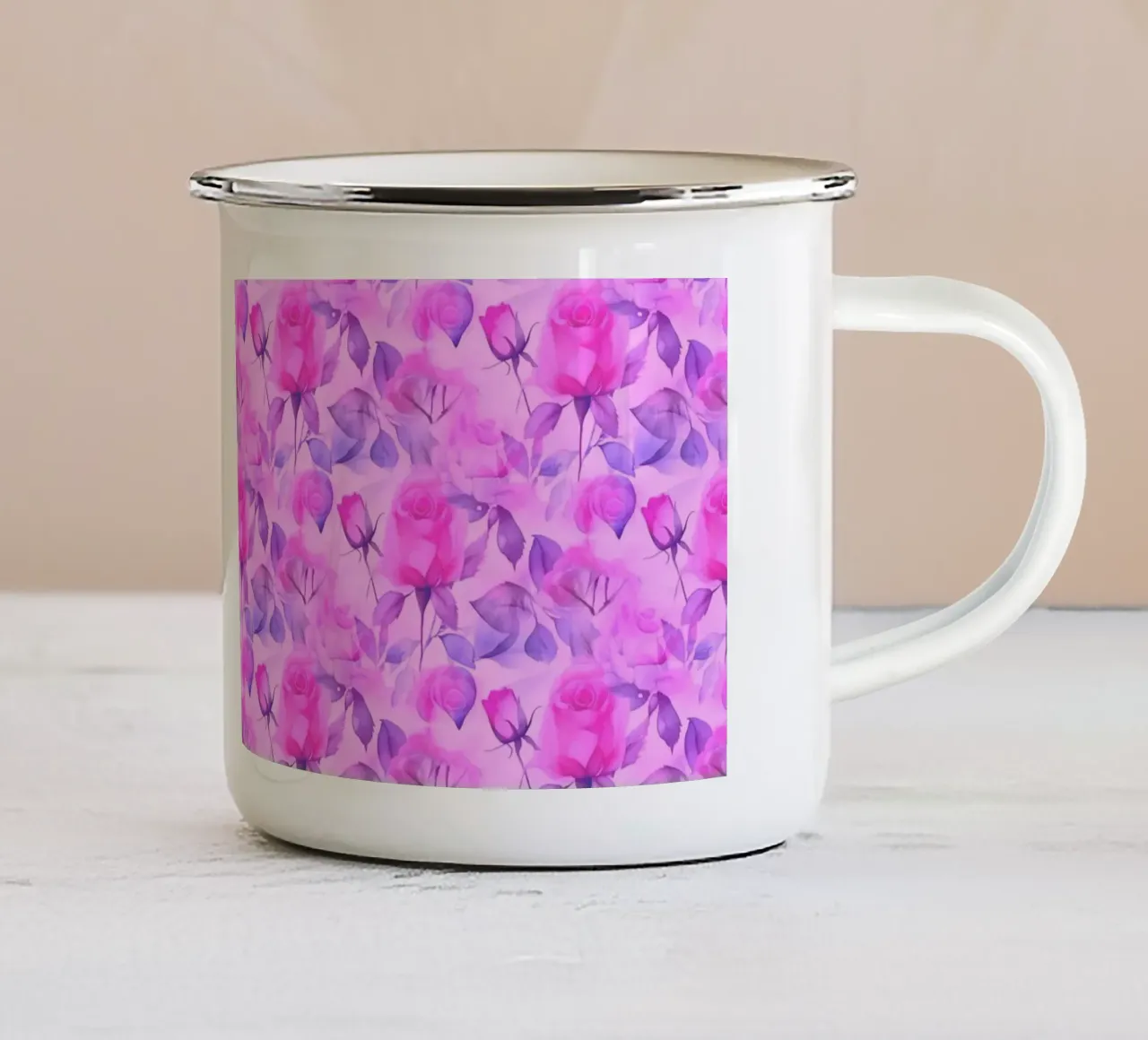 Rose delicate rosa e blu tazza in smalto da SilverPegasus