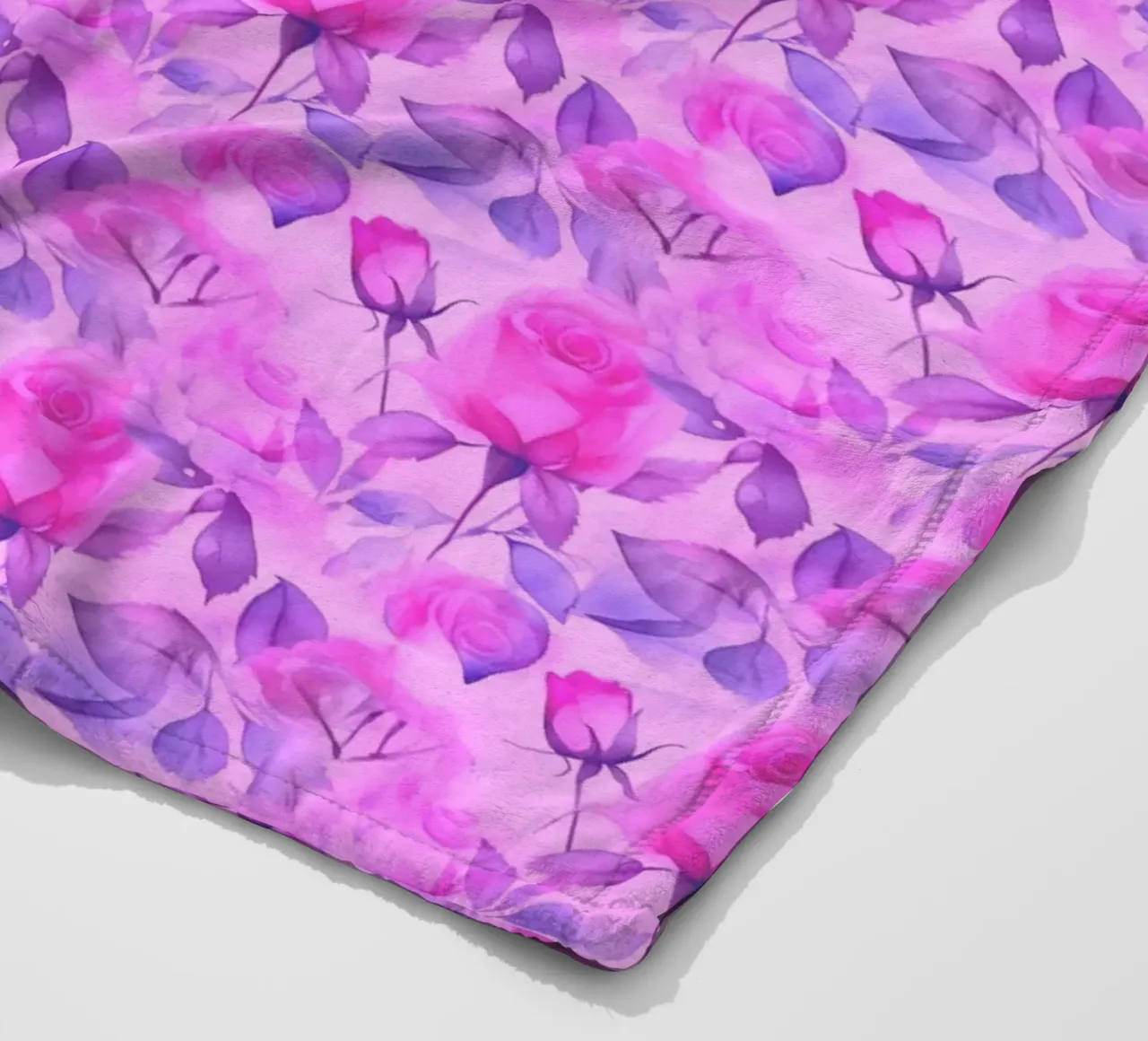 Delicate Roses Pink and Blue fleece blanket by SilverPegasus
