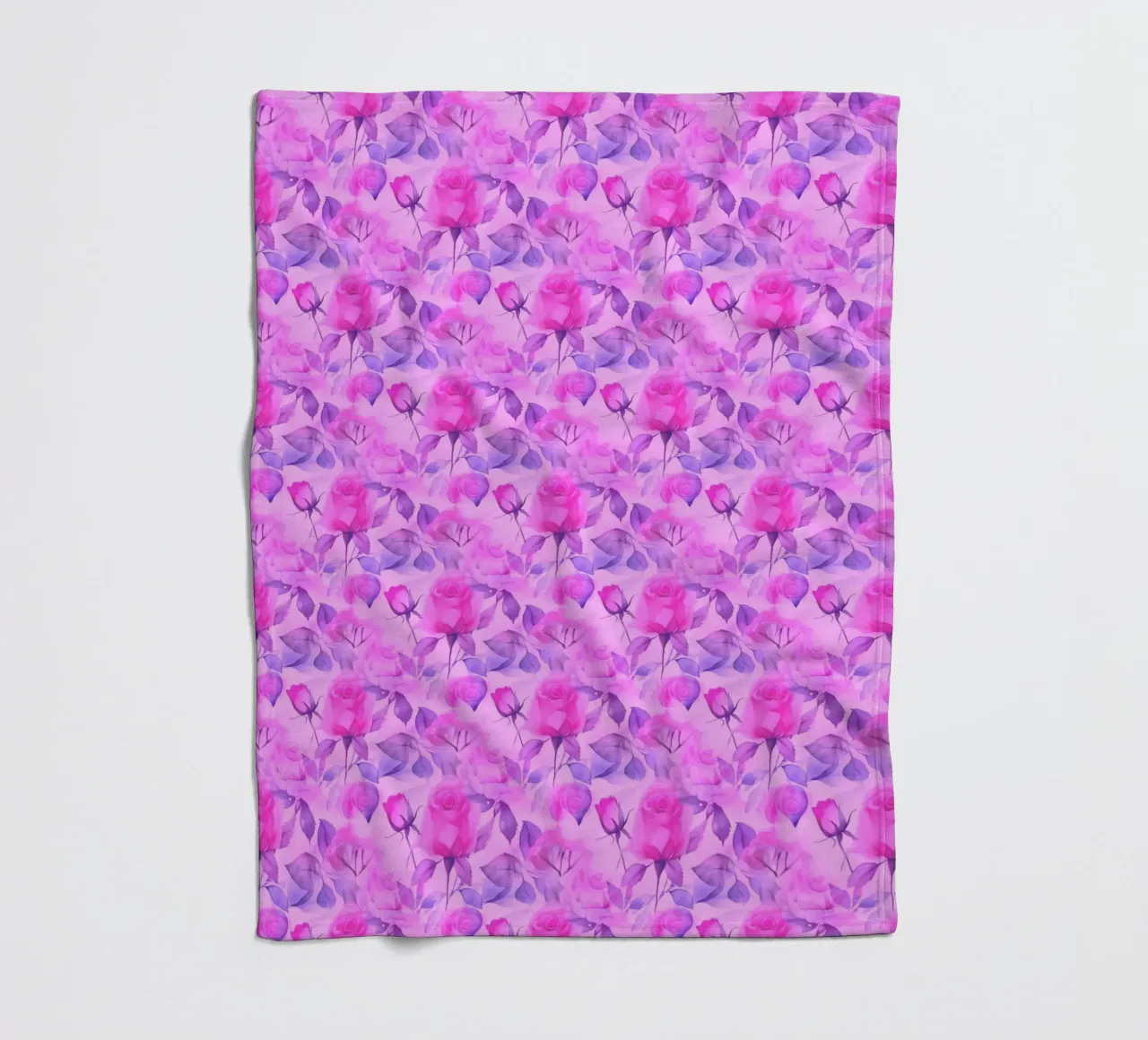 Delicate Roses Pink and Blue fleece blanket by SilverPegasus