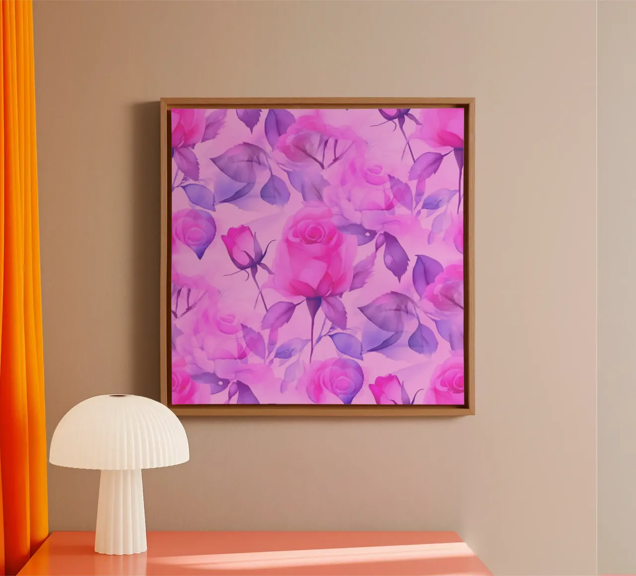 Roosjes Roze en Blauw canvas met Baklijst van SilverPegasus