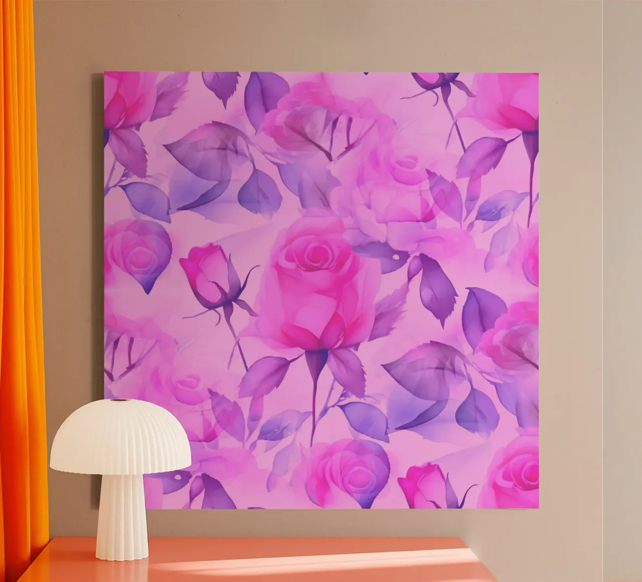Roosjes Roze en Blauw canvas met Baklijst van SilverPegasus