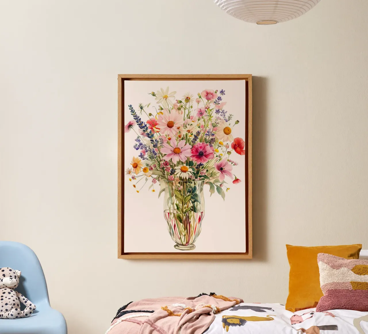 Botanische Kunst "Wildblumenwiese" - Lebendig & zart Leinwand mit Schattenfugenrahmen von ClubArt
