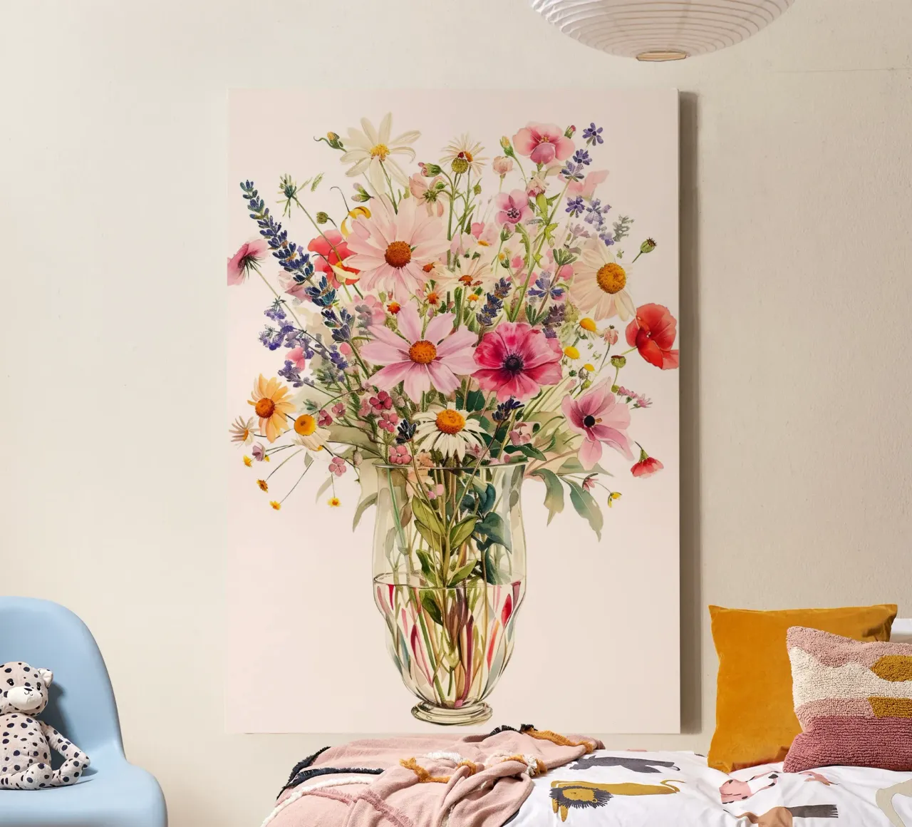 Botanische Kunst "Wildblumenwiese" - Lebendig & zart Leinwand mit Schattenfugenrahmen von ClubArt