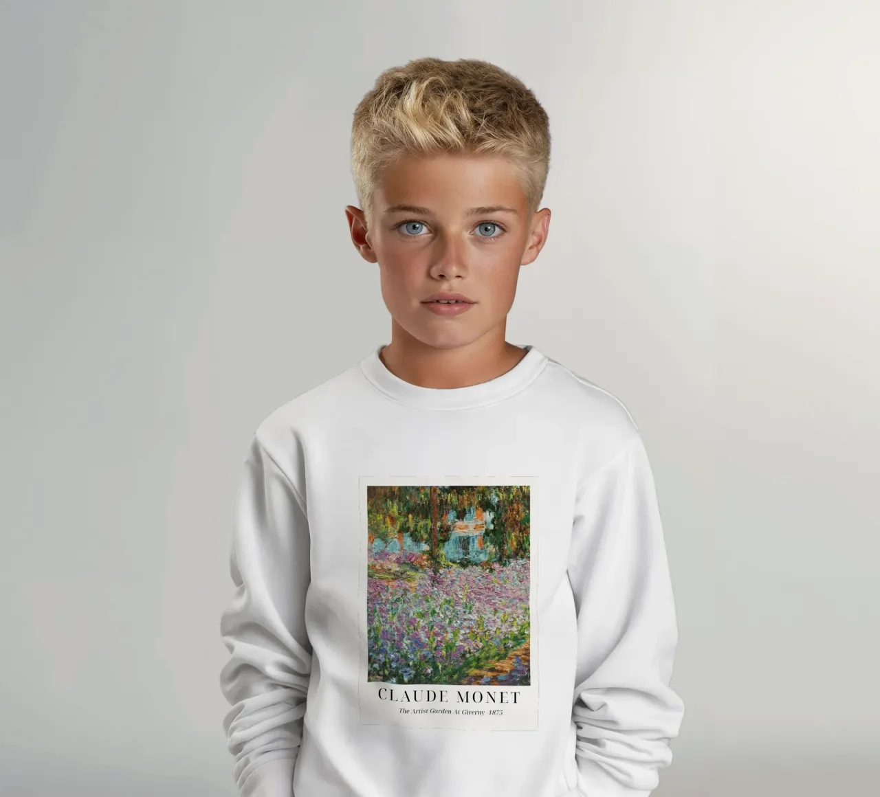 Claude Monet "Artist's Garden" Impressionist Masterpiece kids sweatshirt by ClubArt