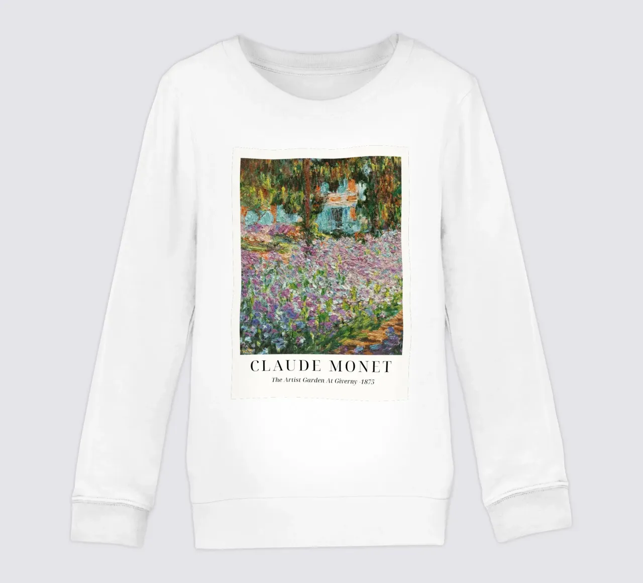 Claude Monet "Artist's Garden" Impressionist Masterpiece kids sweatshirt by ClubArt
