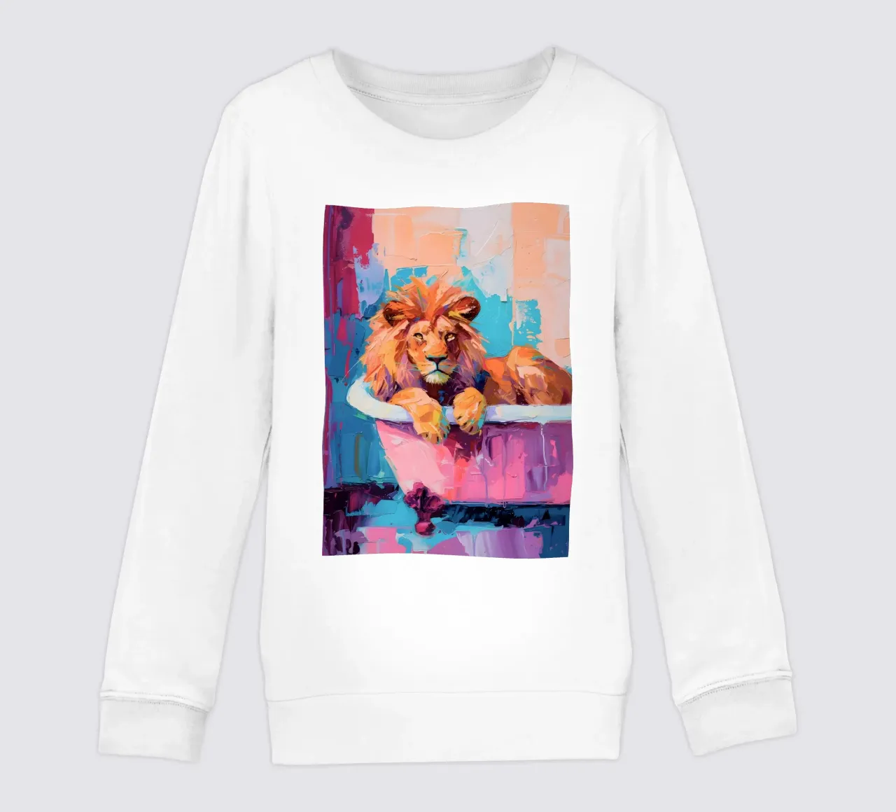 "Lion in the Bathtub" Abstract Impressionist Art - Bold & Wi kids sweatshirt by ClubArt