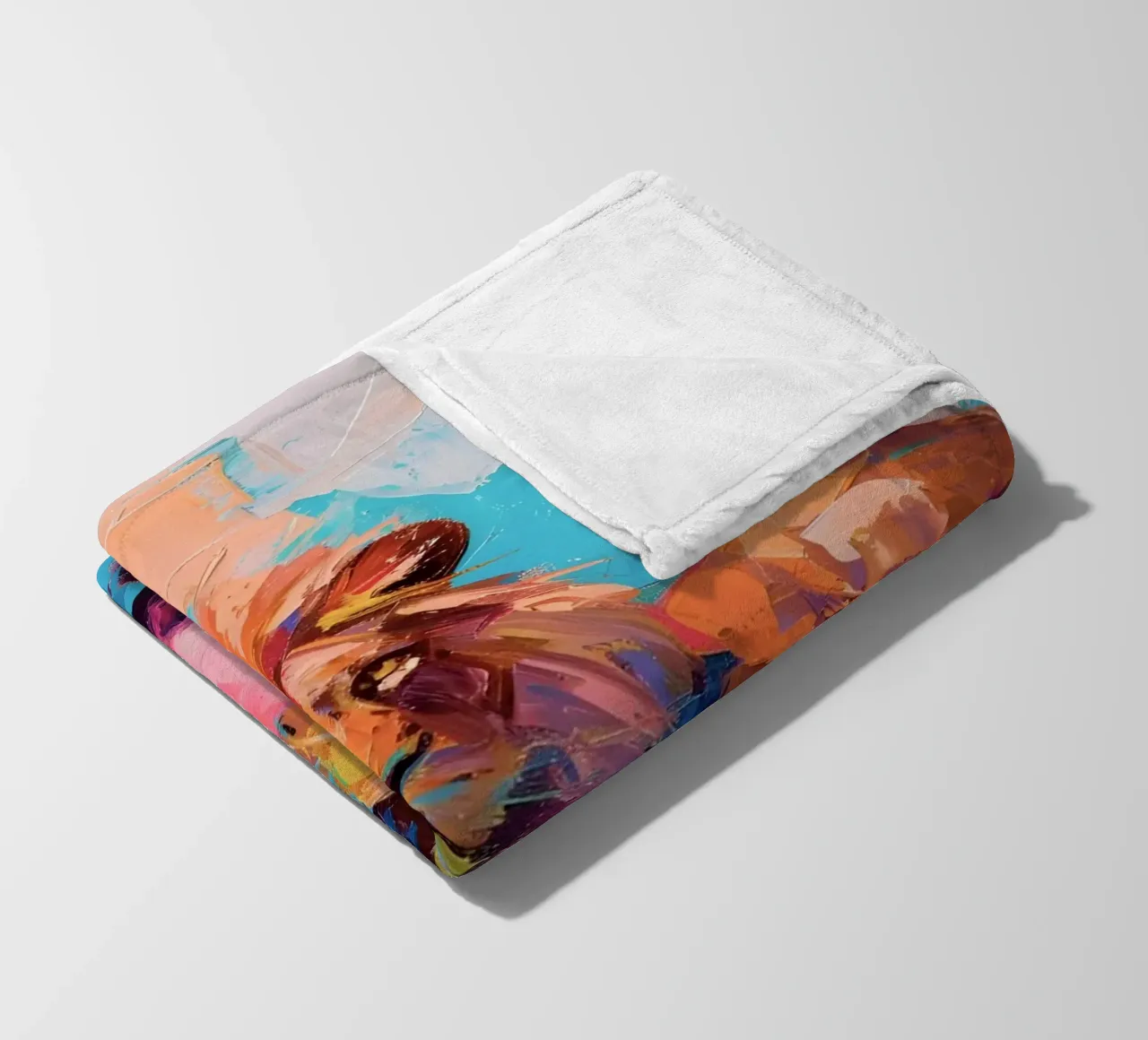 "Lion in the Bathtub" Abstract Impressionist Art - Bold & Wi fleece blanket by ClubArt