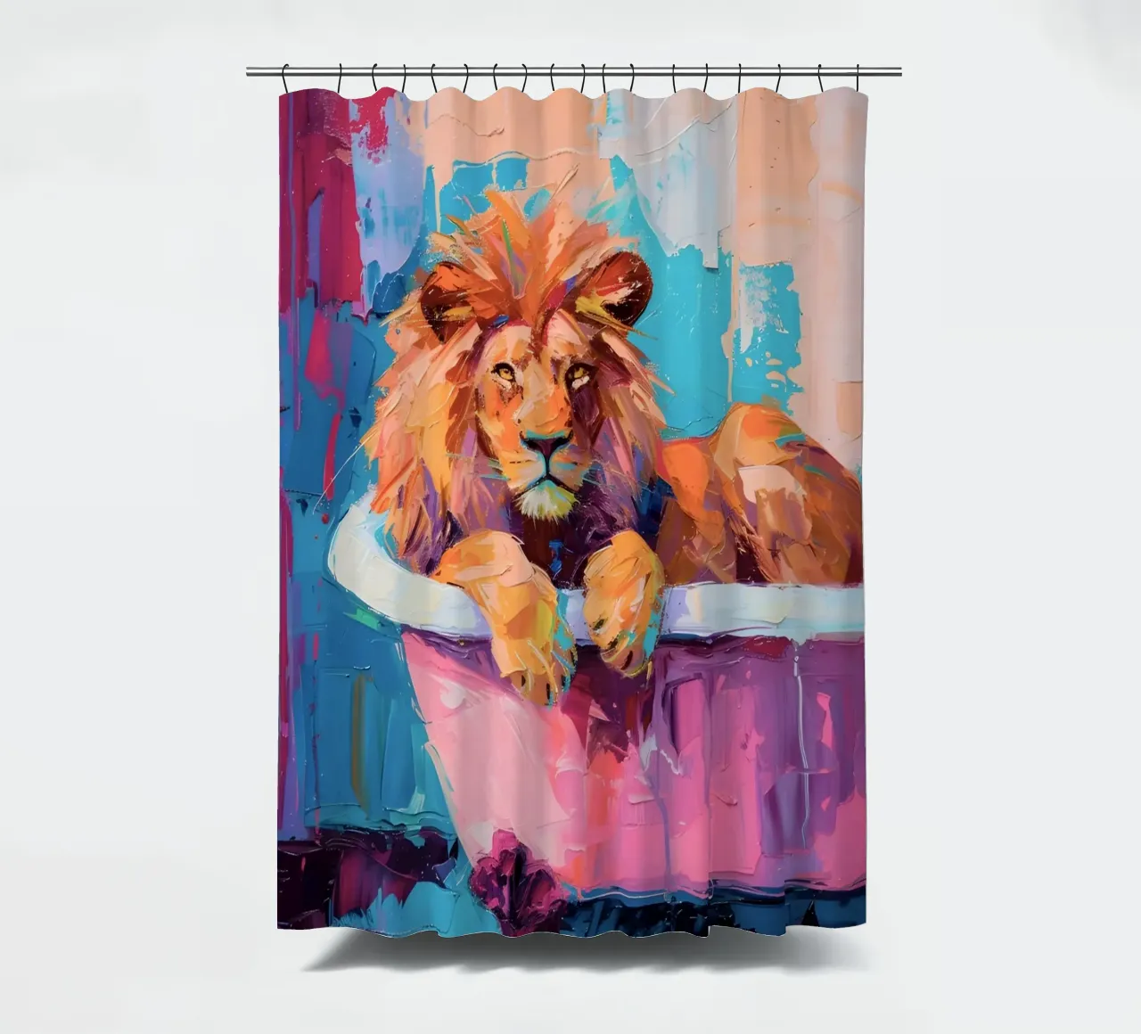 "Lion dans la baignoire" art abstrait impressionniste - Bold & Wi rideau de douche de ClubArt