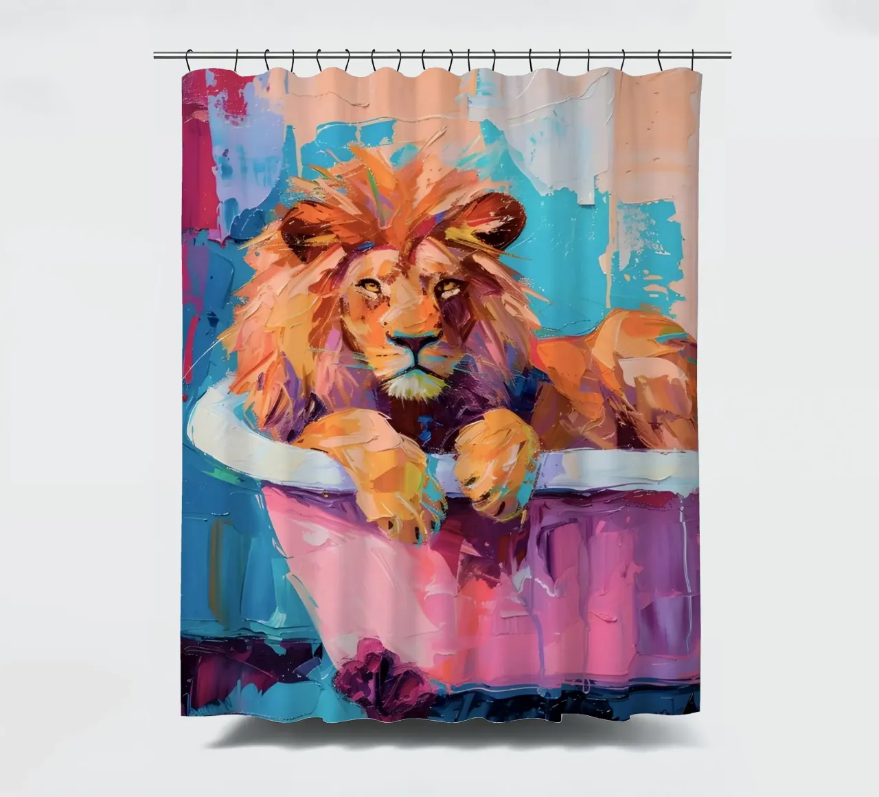 "Lion dans la baignoire" art abstrait impressionniste - Bold & Wi rideau de douche de ClubArt