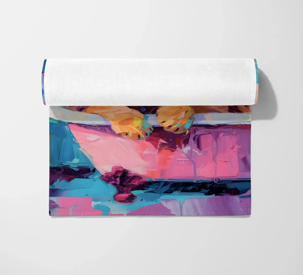 "Lion in the Bathtub" Abstract Impressionist Art - Bold & Wi beach towel by ClubArt
