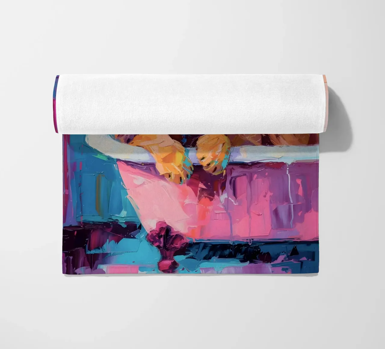 "Lion in the Bathtub" Abstract Impressionist Art - Bold & Wi beach towel by ClubArt