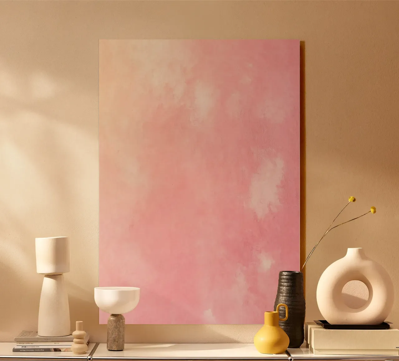 "Soft Pink Haze" Abstract Watercolor Texture - Serene & Calm alu-dibond by ClubArt
