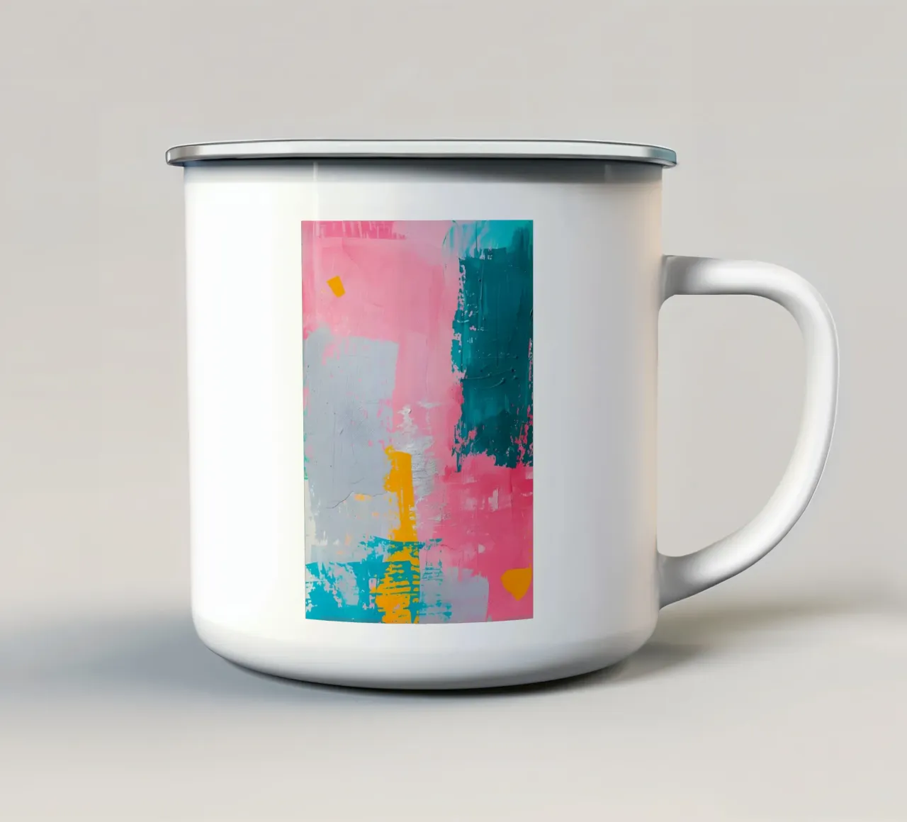 "Urban Canvas" abstract expressionistische kunst - structuur en kracht emaille mok van ClubArt