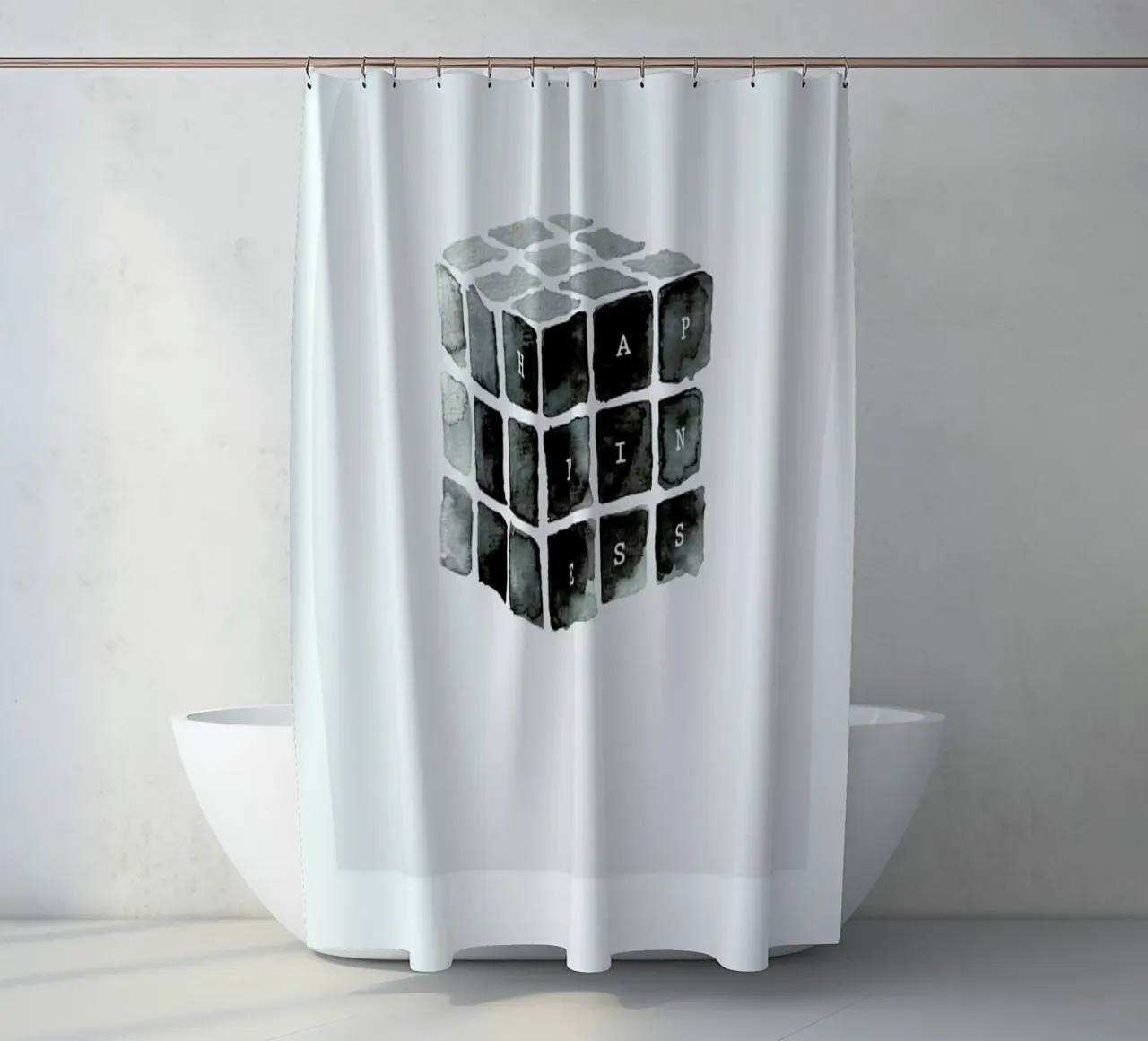 Happiness shower curtain by Sarah Bühler