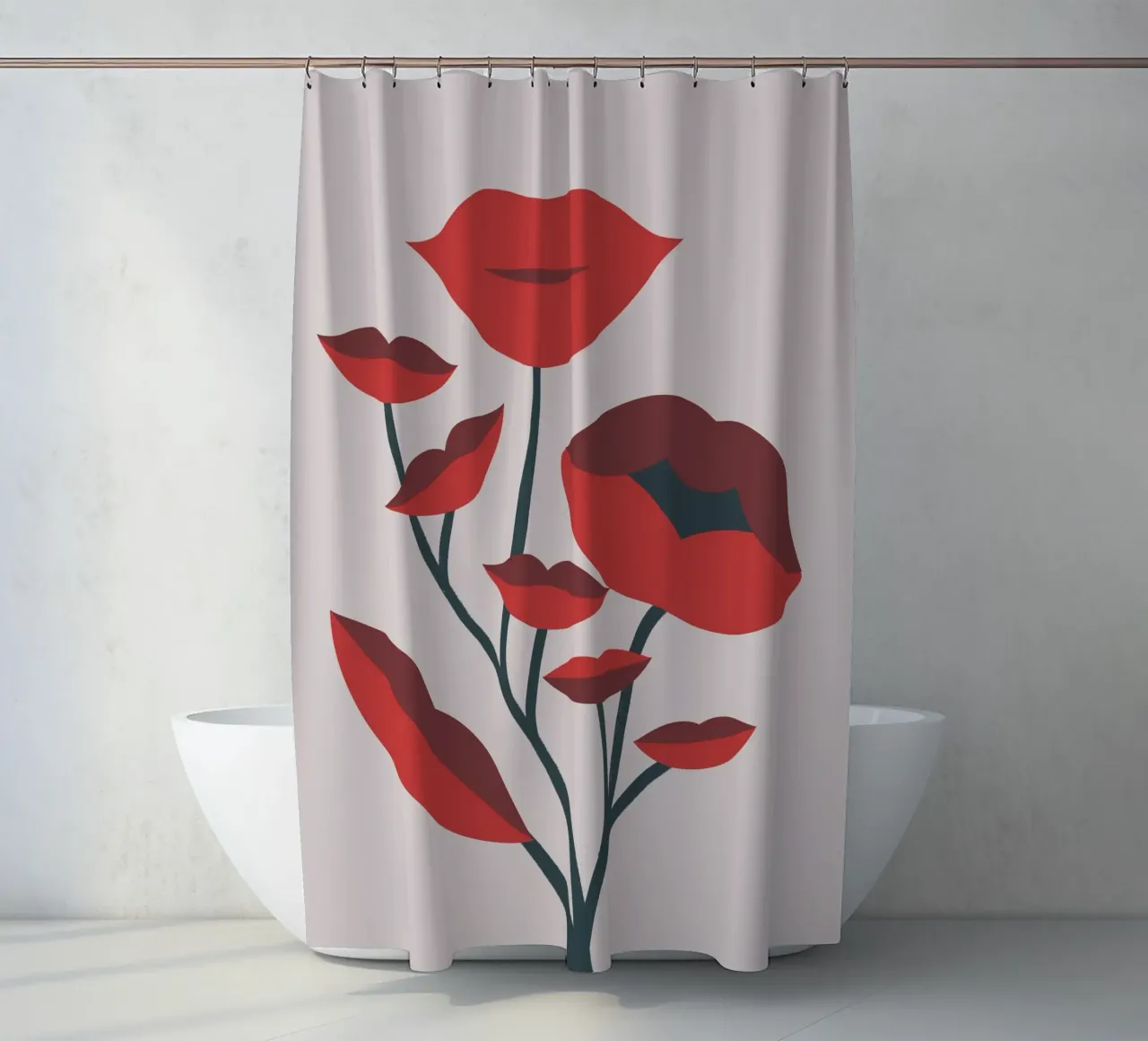 Labbra fiorite tenda da doccia da Little Dean