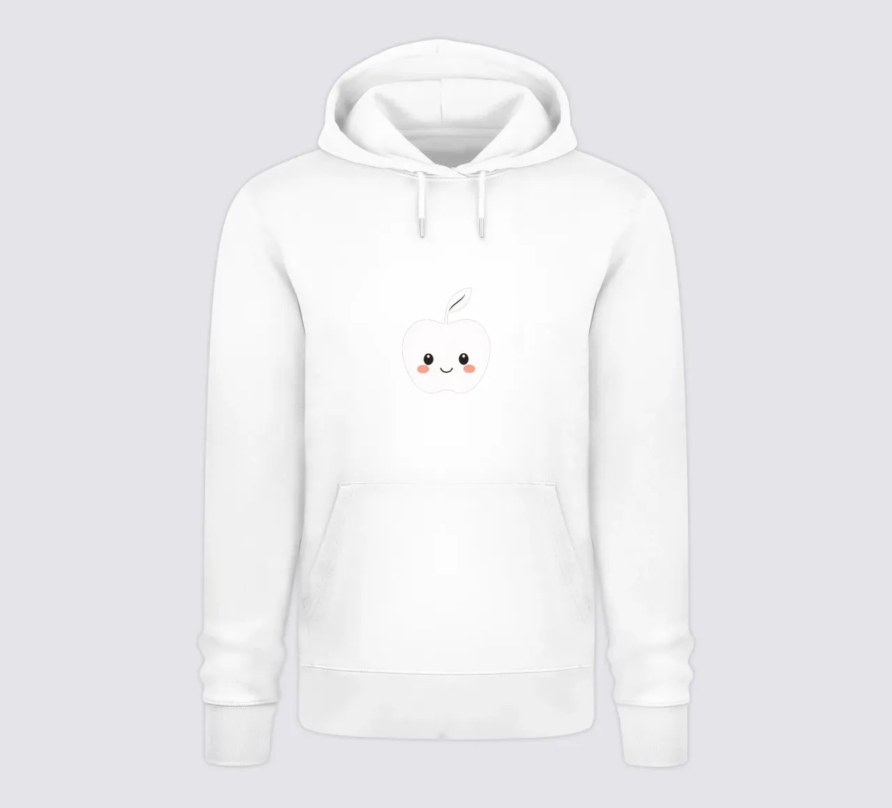 Simpatico personaggio sorridente di una mela con un viso amichevole felpa con cappuccio da DesignDoodle