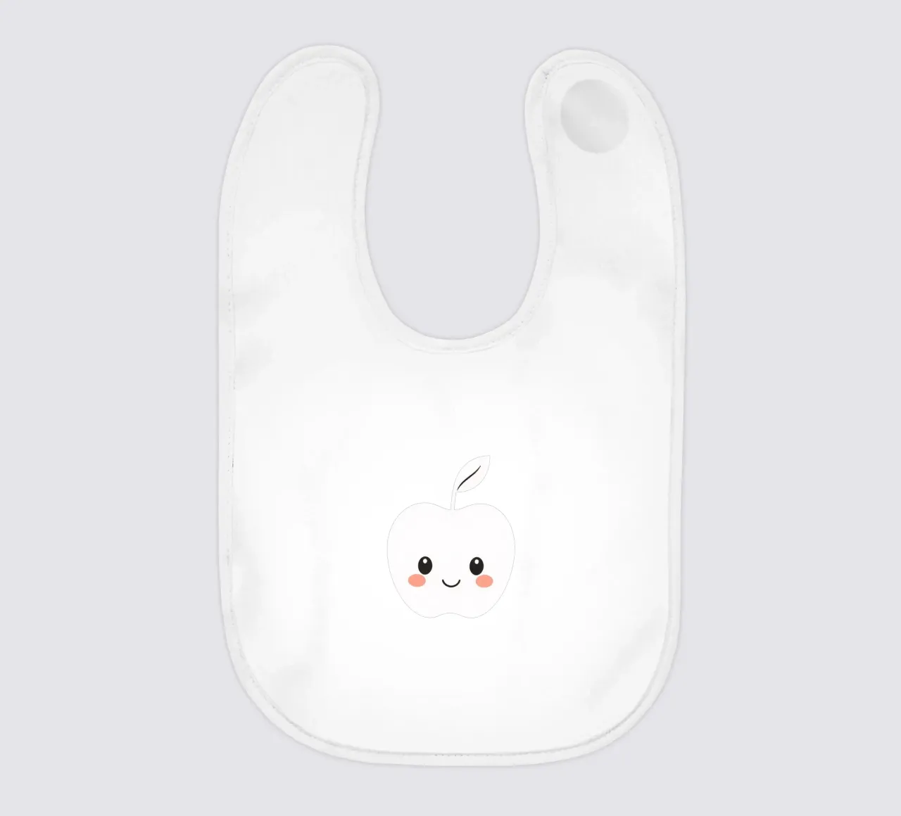 Simpatico personaggio sorridente di una mela con un viso amichevole bavaglino da DesignDoodle