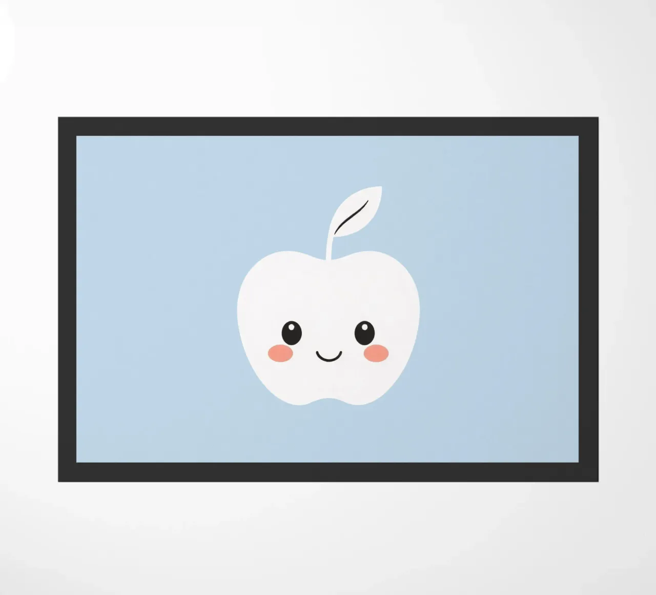 Cute smiling apple character with a friendly face doormat by DesignDoodle