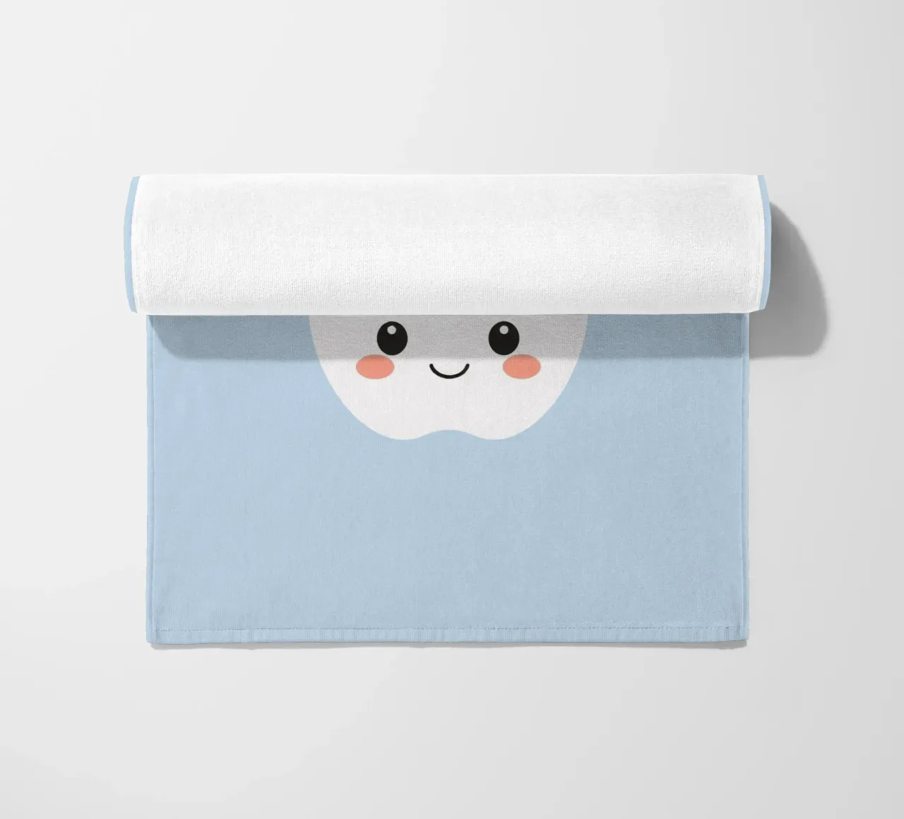 Cute smiling apple character with a friendly face beach towel by DesignDoodle