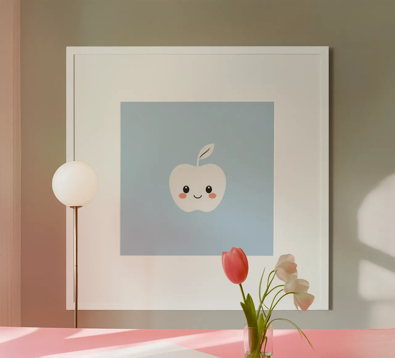 Simpatico personaggio sorridente di una mela con un viso amichevole poster da DesignDoodle