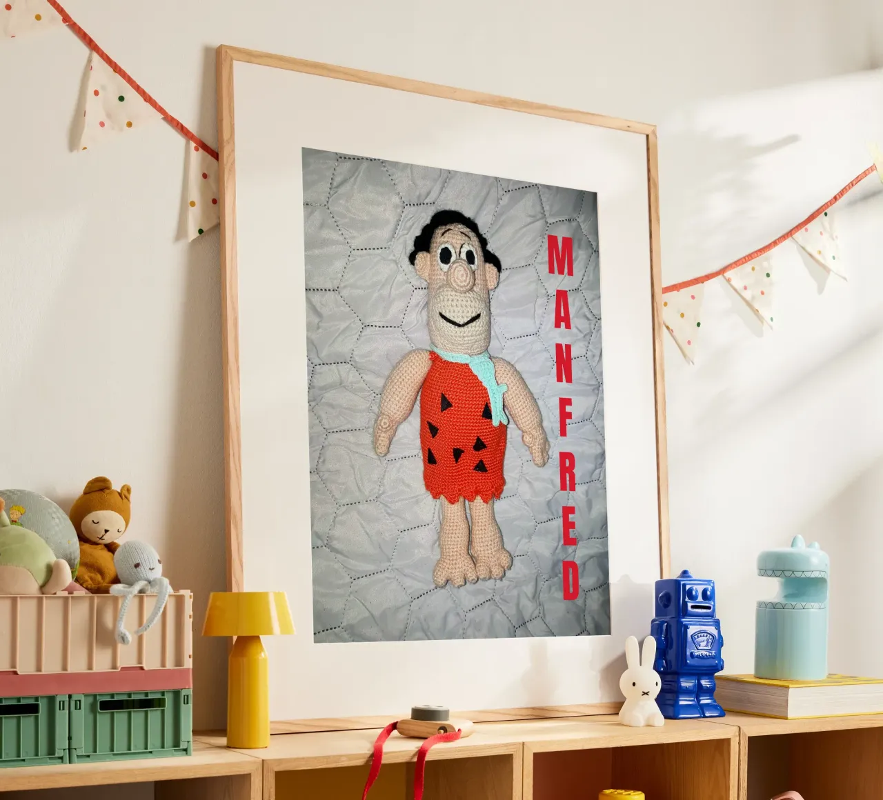 Amigurumi doll "MANFRED" poster with plastic frame by Gürsel Yesil Digital Art