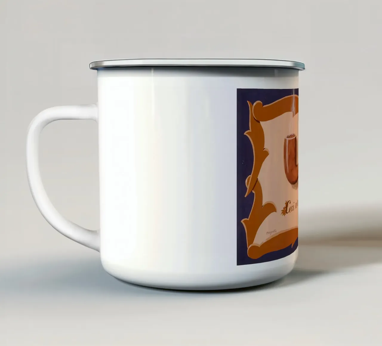 The Tune and Also the Words" by René Magritte enamel mug by Classic Art Prints