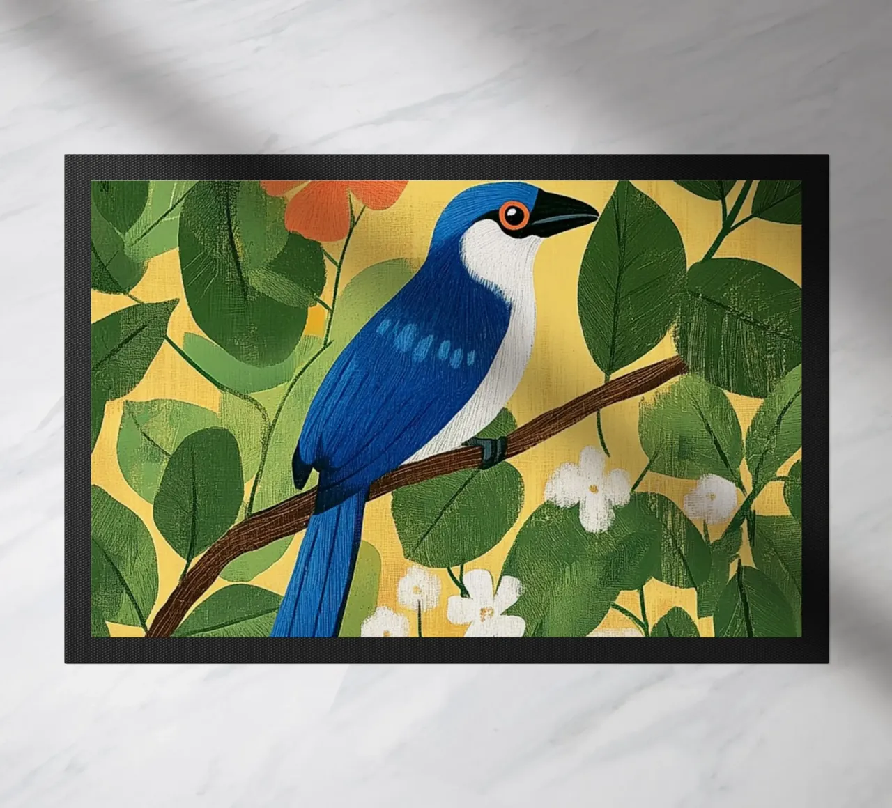 Blue Jay doormat by Curious Canvas