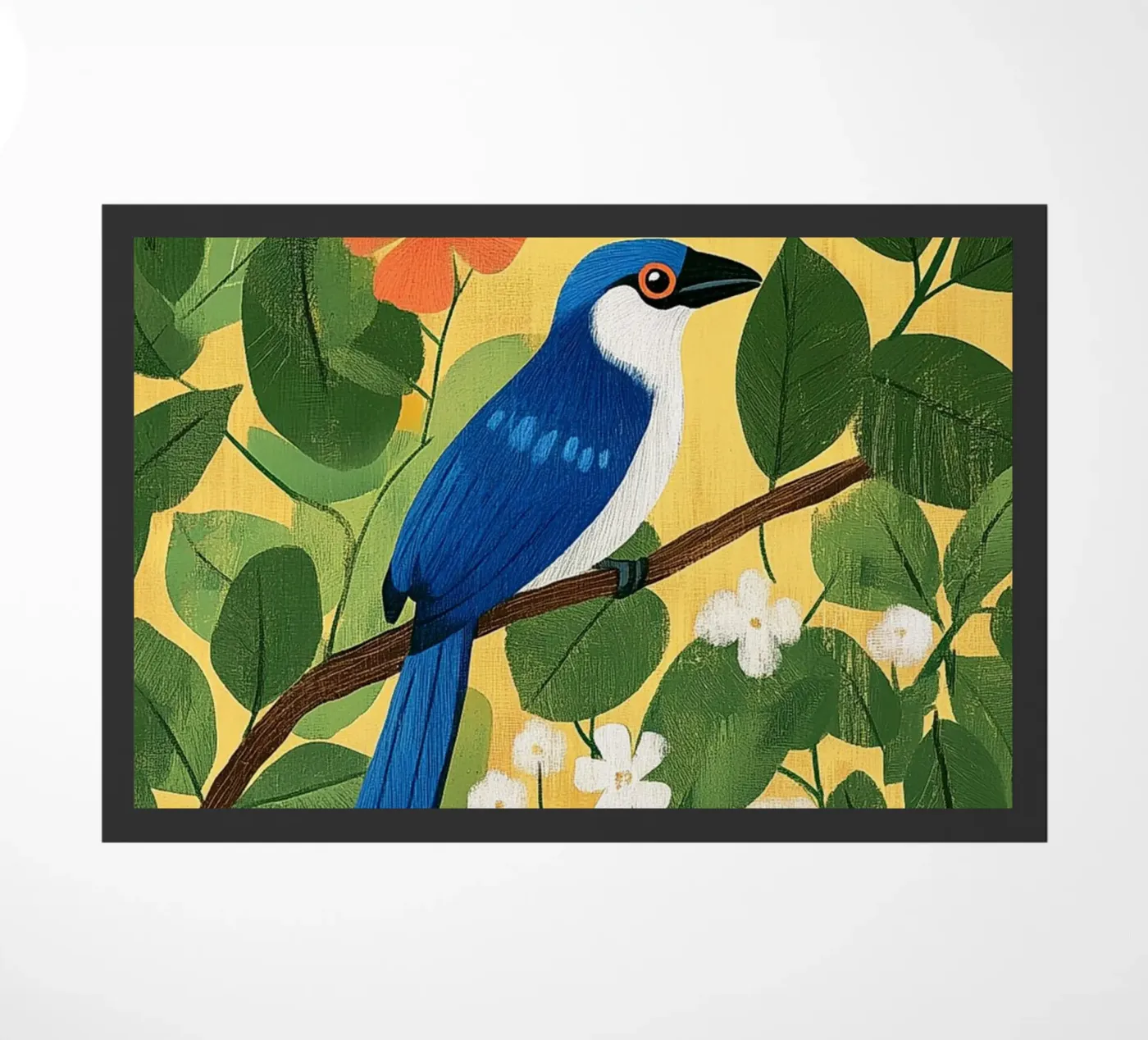 Blue Jay doormat by Curious Canvas