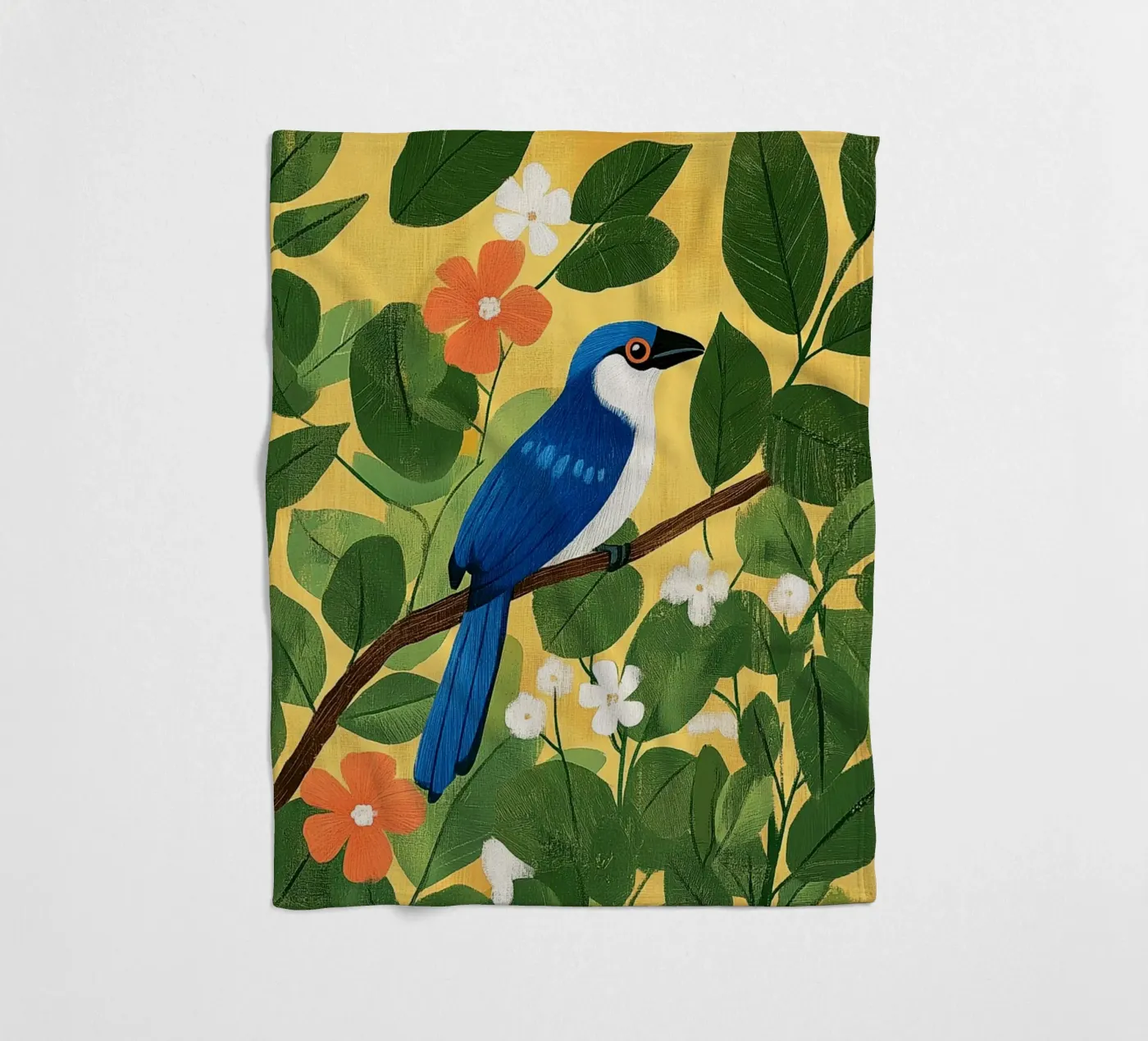 Blue Jay fleece blanket by Curious Canvas