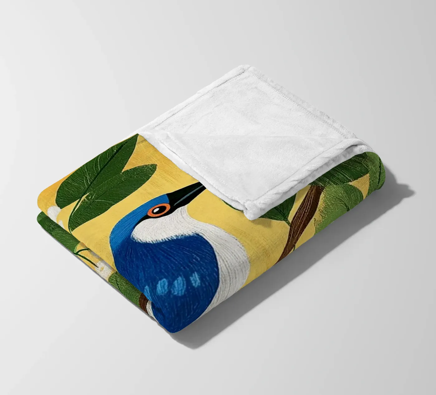 Blue Jay fleece blanket by Curious Canvas