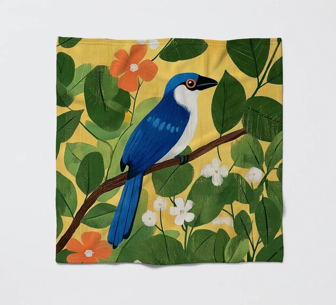 Blue Jay fleece blanket by Curious Canvas