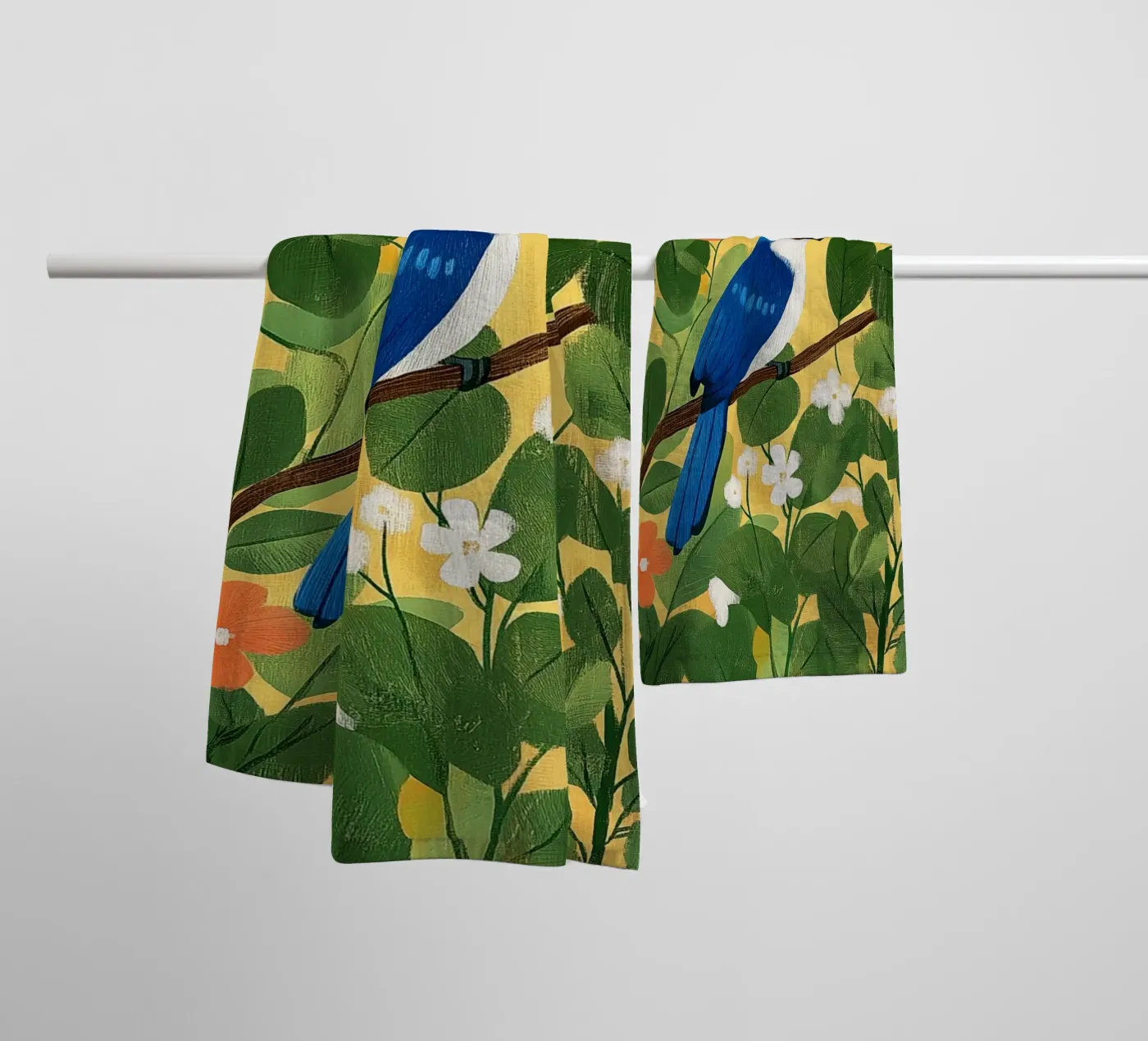 Blue Jay towel by Curious Canvas