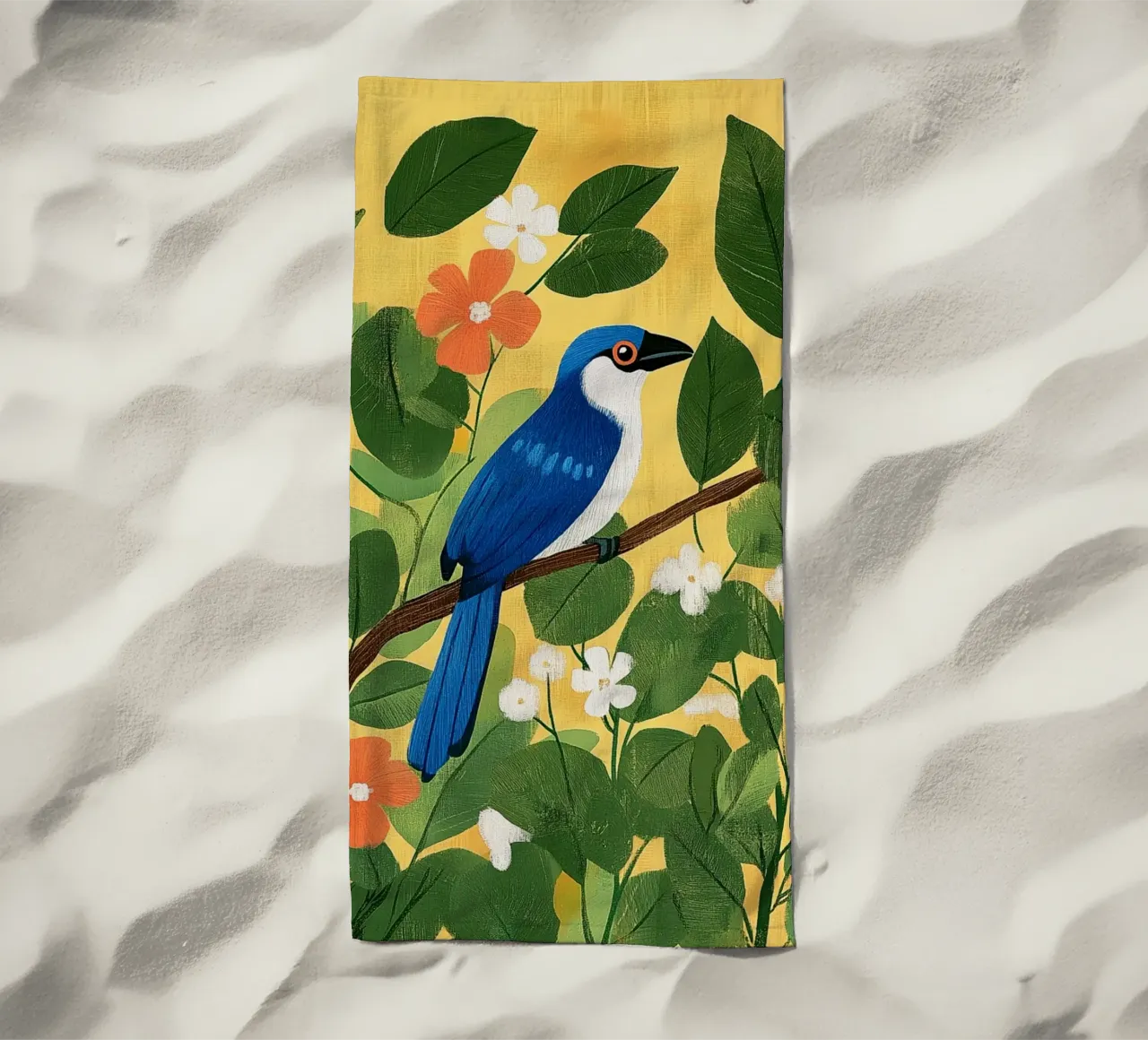 Ghiandaia azzurra telo mare da Curious Canvas