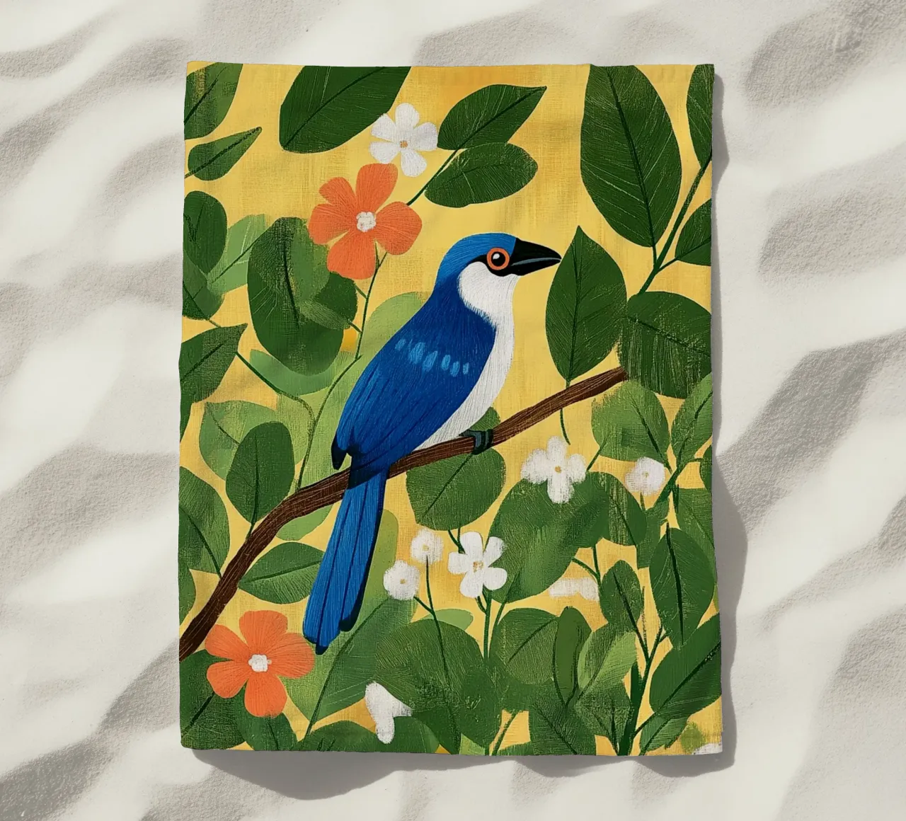 Ghiandaia azzurra telo mare da Curious Canvas